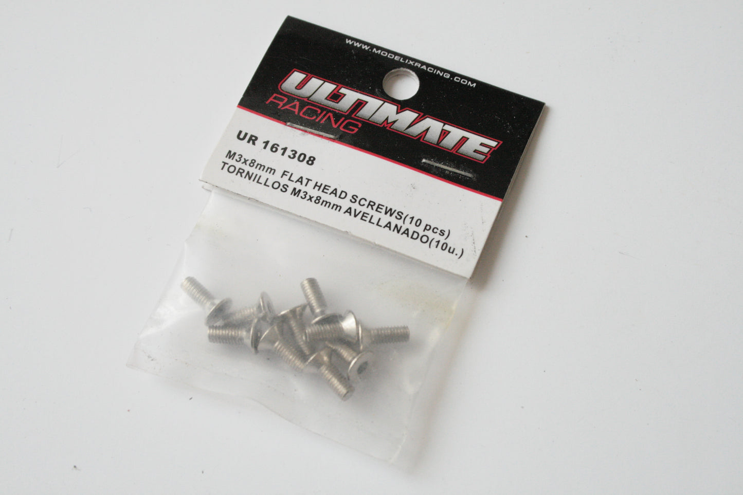 Ultimate Racing UR161308 M3x8mm Flat Head Screws (10pcs)