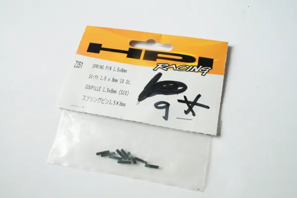 HPI Spring Pins 1.5x8mm - Z251 (Incomplete Only 9 In Packet)